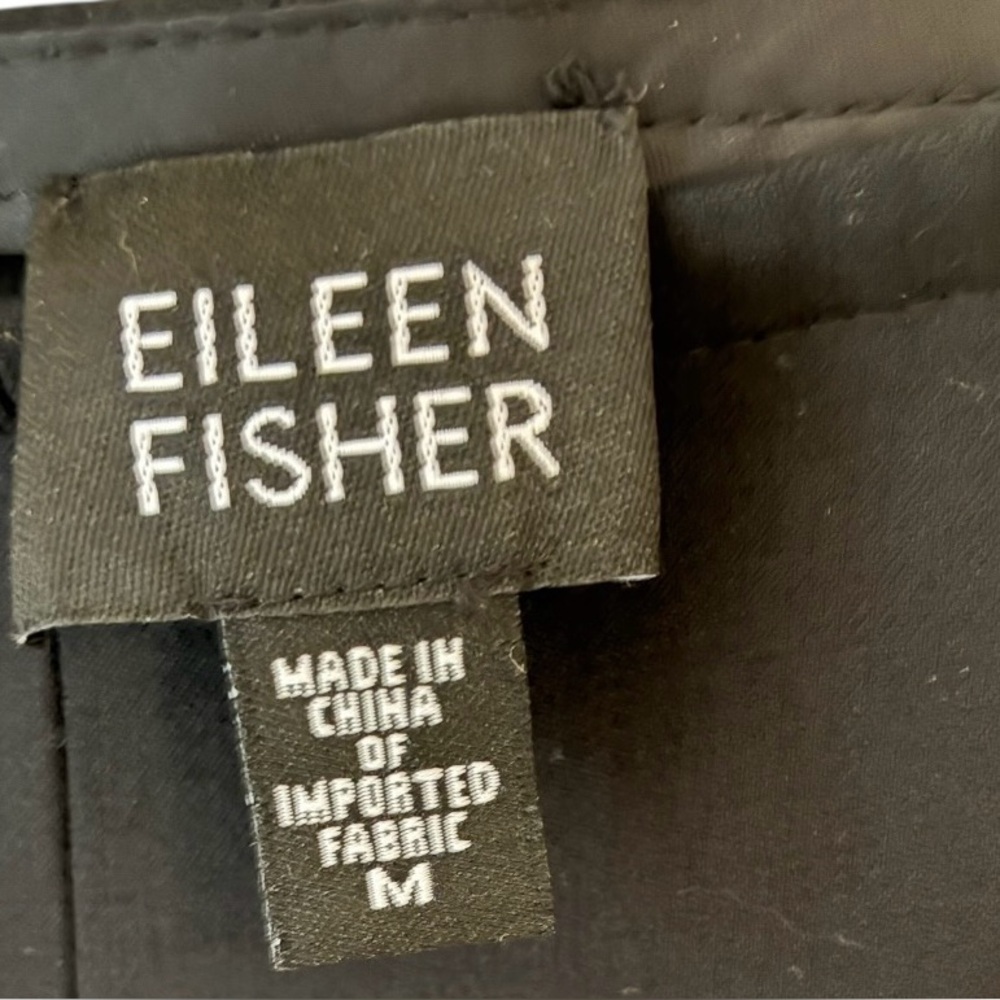 Eileen Fisher Black Tropical Wool Blend A-Line Midi Skirt - Size Medium - Picture 4 of 4